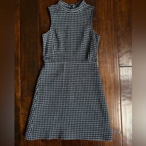 Theory Seraon Palmetto Knit Sleeveless Mock Neck Mini Dress Navy